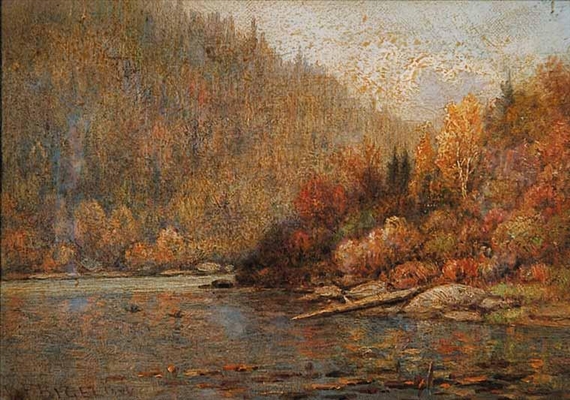 Untitled - Face River; Untitled - Village in Fall by Daniel Folger Bigelow