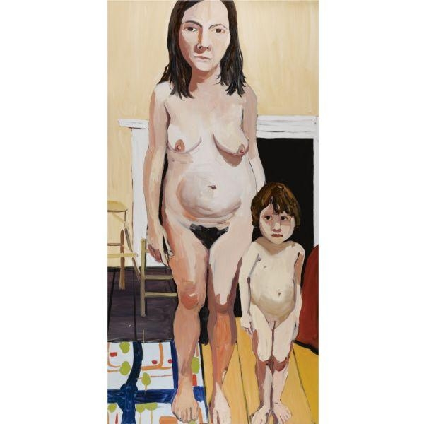 Artwork by Chantal Joffe, Self-Portrait with Esme, Made of oil on board