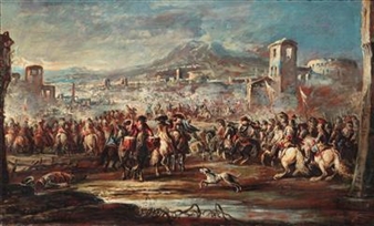 Troops gathering before a battle - Francesco Simonini