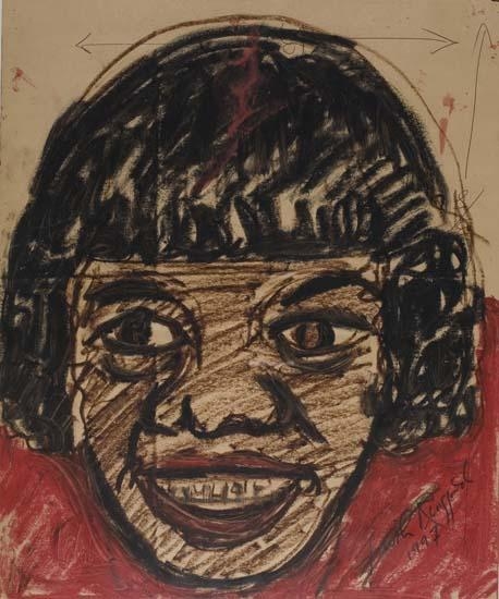 Artwork by Faith Ringgold, Bessie Blues, Made of Color oil pastels on thin buff wove paper
