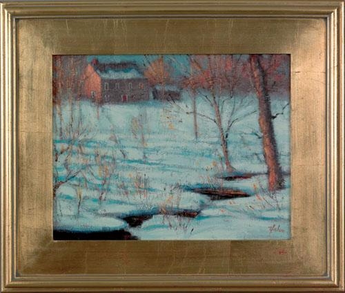 Artwork by David Hahn, The Brook in Winter, Made of acrylic on board