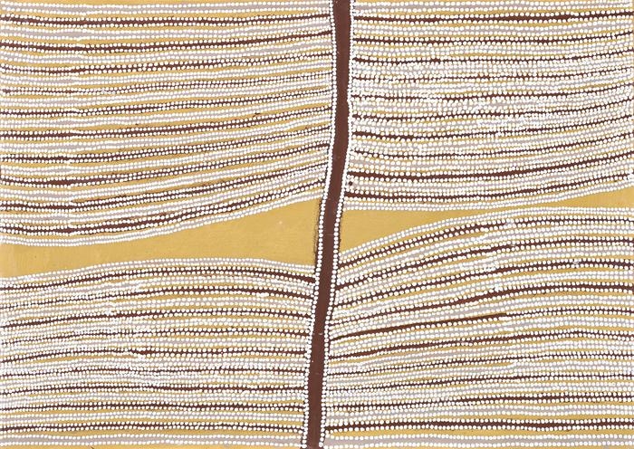 Artwork by Nancy Noonju, Ngarbel Ngarbel, Made of natural earth pigments on linen