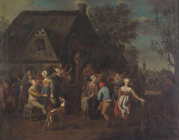 Hustle and bustle at a dutch village feast - Franciscus Van Kessel