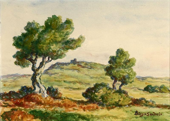 Coronado Heights, Landscape with House on Distant Hill by Birger Sandzén