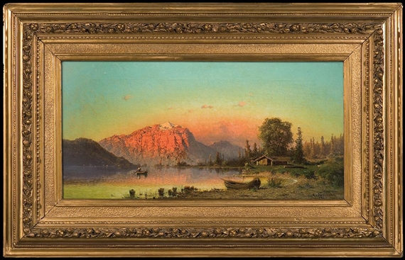 Sunset at lake in Alps by Aleksander Piotr Swieszewski, 1887