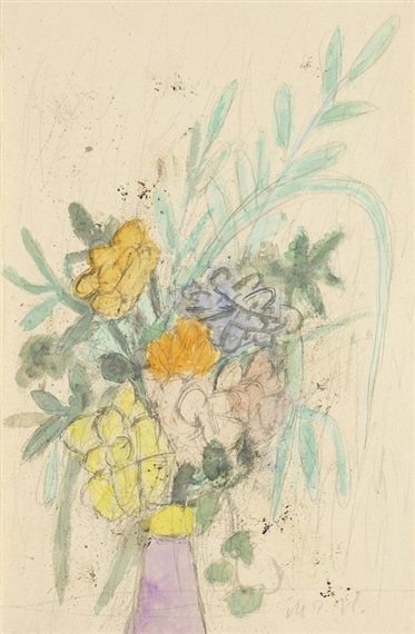 Blumen in violetter Vase by Max Peiffer Watenphul, 1960
