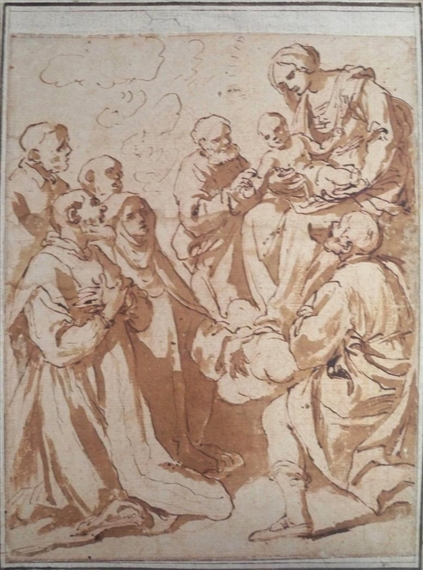 Virgin and Child Adored by Saints by Italian School, 16th Century, 16th-17th Century