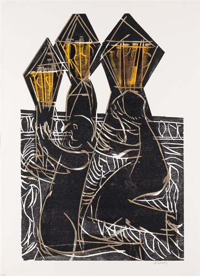 Trauer am Rhein by HAP  Grieshaber, 1972