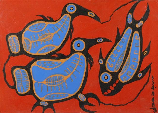 Norval Morrisseau | UNTITLED (FISH AND BIRD) (1989) | MutualArt