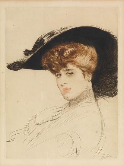 Paul César Helleu | Femme au grand chapeau (Circa 1900) | MutualArt