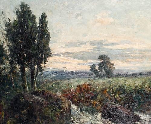 Artwork by George A. Boyle, A country landscape at dusk, Made of Oil on canvas