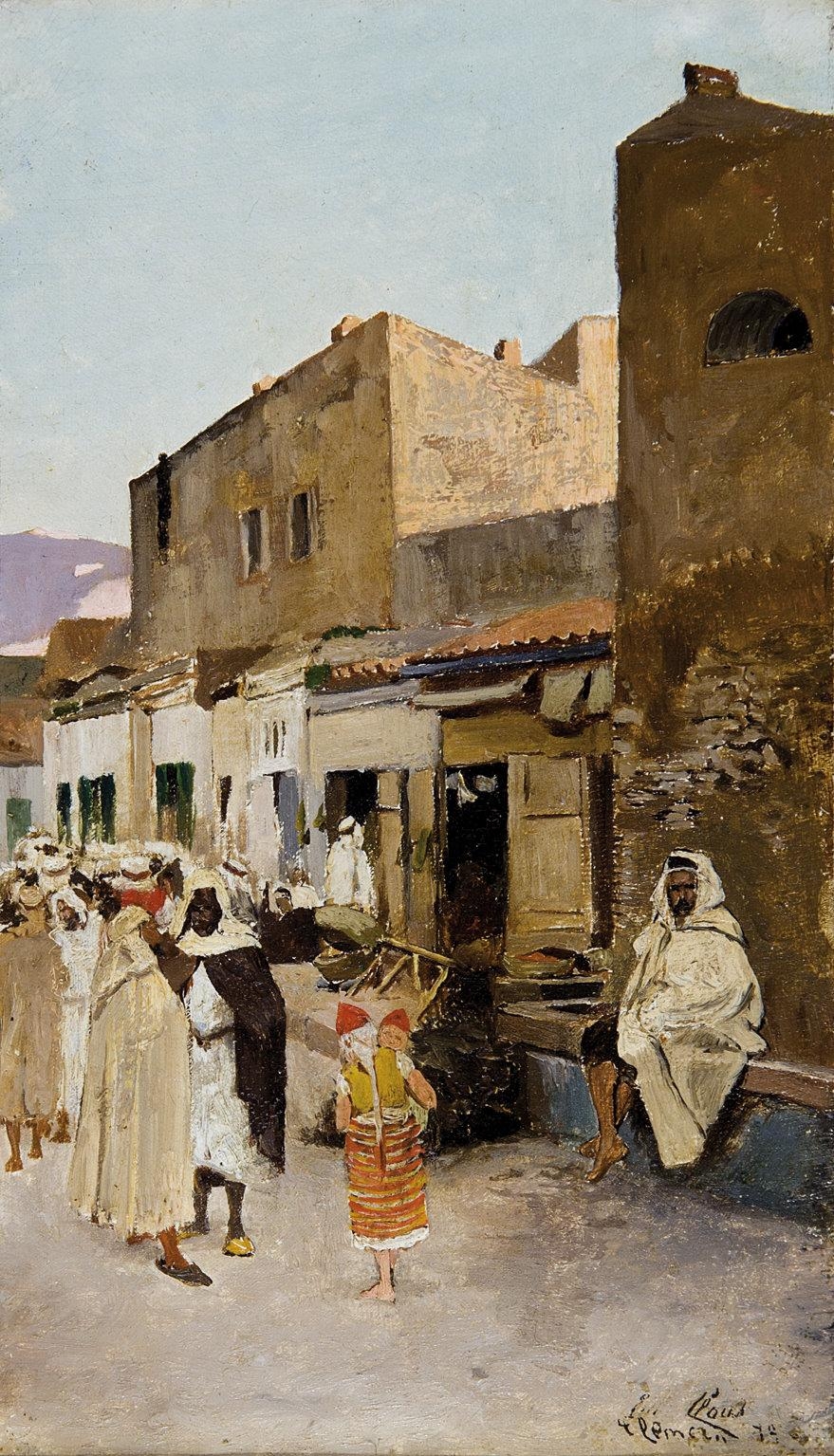 Artwork by Emile Claus, ARABISCHE WIJK TE TLEMCEN - QUARTIER ARABE À TLEMCEN, Made of Canvas on panel