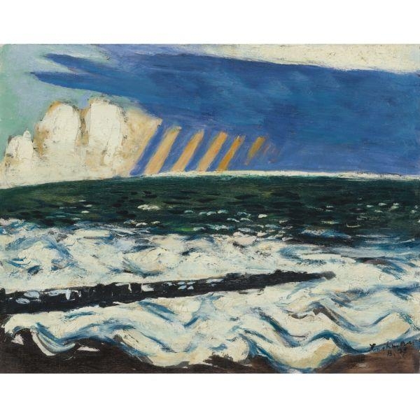 Artwork by Max Beckmann, Nordseelandschaft I (Gewitter) North Sea I (Thunderstorm), Made of Oil on canvas