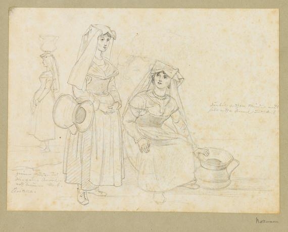 Zugeschrieben - Zwei Frauen in italienischerTracht by Carl Rottmann, 1820