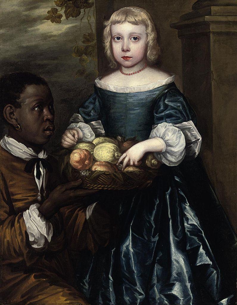 British School, 17th Century | Portrait of a young girl in a blue silk ...