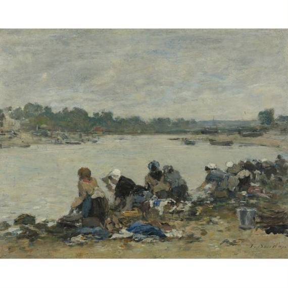 Eugène Louis Boudin | LAVEUSES AU BORD DE LA TOUQUES (1885 - 1990