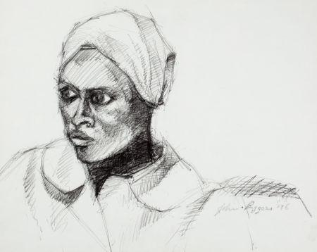 Artwork by John Biggers, Untitled (Head of a Woman), Made of Conte crayon on paper