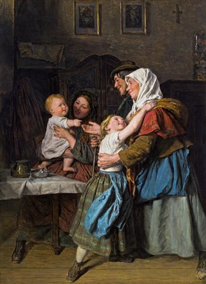 Visit from the grandparents by Ferdinand Georg Waldmüller, 1860s
