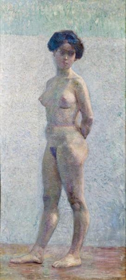 Standing female nude (Frederike Beer) by Hans Böhler, 1908