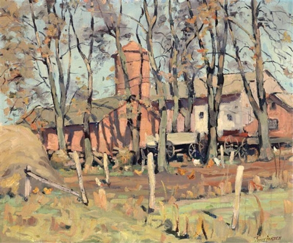 Farm scene in Autumn by Tunis Ponsen