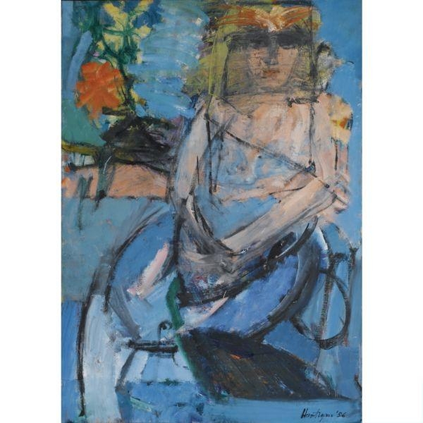 Artwork by Grace Hartigan, Woman with Red Flower, Made of Oil on canvas