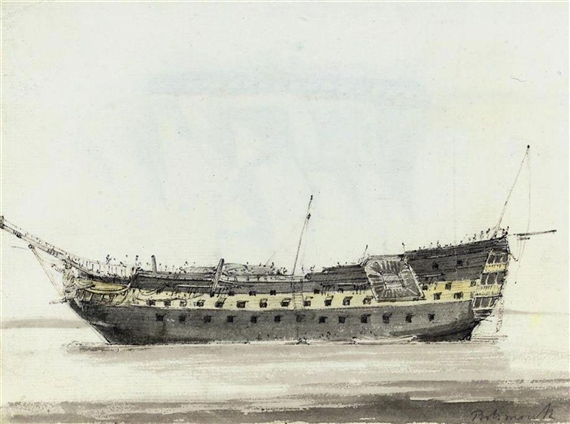 Captain Durrant | Study of the Gladiator, the flagship in Portsmouth ...