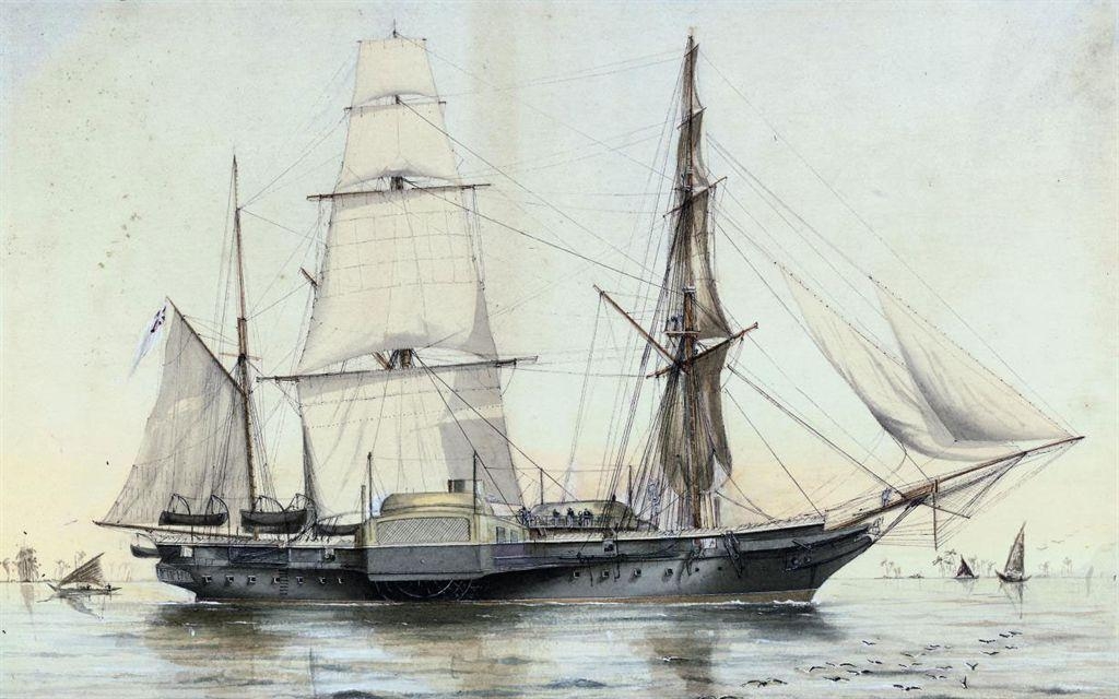 Thomas Goldsworth Dutton | The paddle-sloop H.M.S. Sphinx on the Nile ...