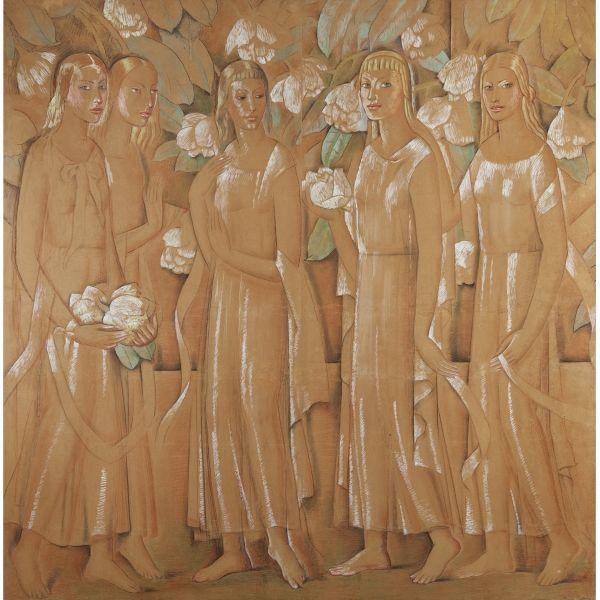 Alfredo Ramos Martínez MUJERES DE CALIFORNIA CON FLORES (Circa 1937