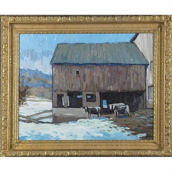 Erwinna Barn in Winter by David Hahn