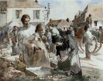 The Market, Samer, Pas-de-Calais by William Lee-Hankey