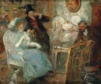 Artwork by Pierre Gourdault, At the antique shop, Made of oil on canvas