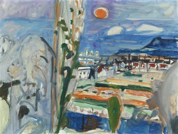 Night-time landscape near Unterengstringen by Max Gubler, Circa 1955