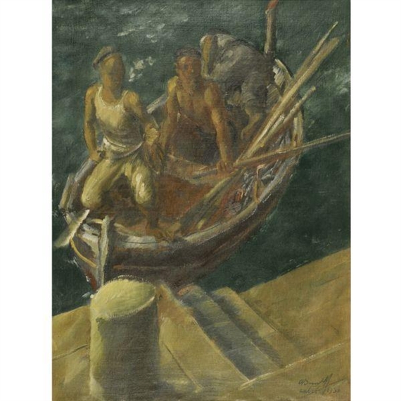 Fishermen at Calvi by Aleksandr Yevgeniyevich Yakovlev, 1930