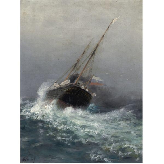 Steamship on High Seas by Lev Felixovich Lagorio, 1891