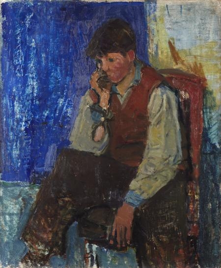 Artwork by Joan Kathleen Hardy Eardley, PENSIVE BOY, Made of Oil on canvas