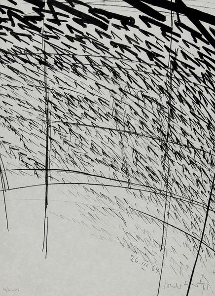 Komposition I,  from "Europäische Graphik II" by Kurt Rudolf Hoffmann‏ Sonderborg, 1964