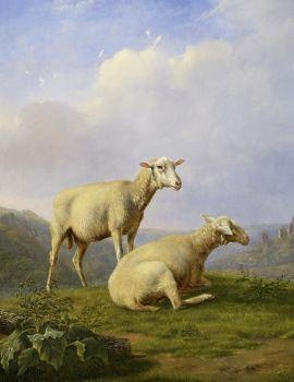 George Heinrich Hessler | Sheep on the pasture | MutualArt