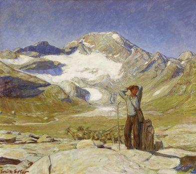 Goatherd in the highlands by Erich Erler-Samaden