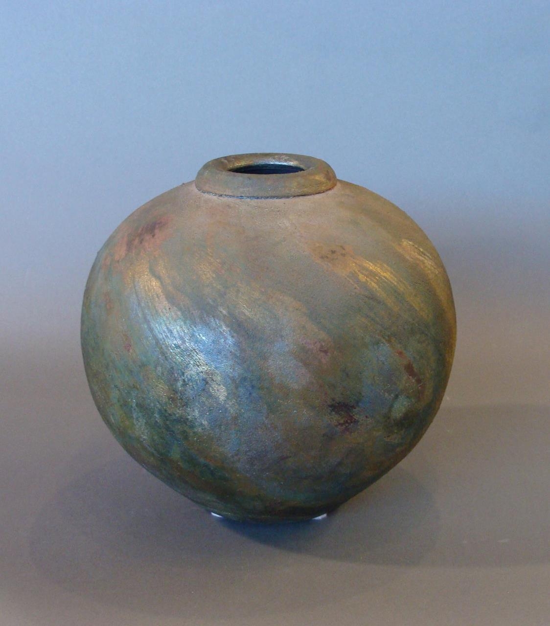 John Pickering A studio art raku pottery vase MutualArt