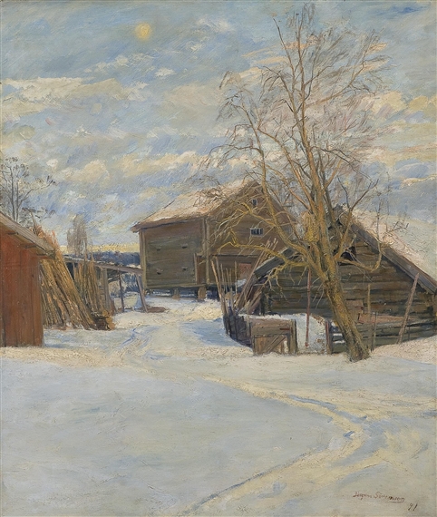 Farm with a storehouse on pillars by Jørgen Sørensen, 1891