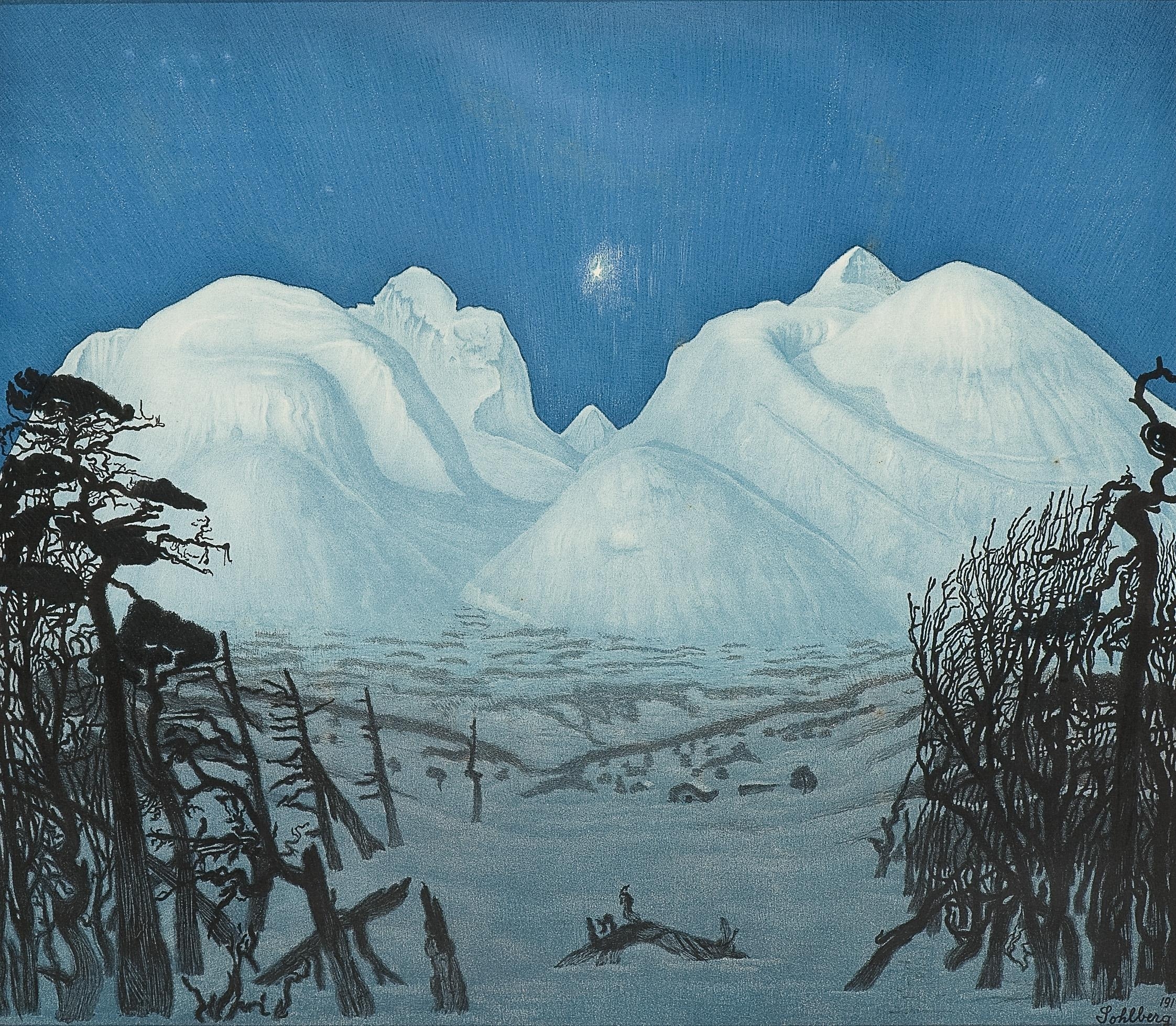 Harald Sohlberg | Winter night at Rondane (1917) | MutualArt