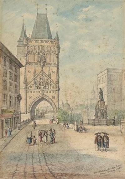 The Old Town tower on the Charles Bridge, Prague by Joshua Edward Adolphus Dolby, 1858