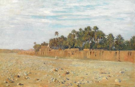 Artwork by Joseph Félix Bouchor, Promenade devant l'oasis, Made of oil on canvas