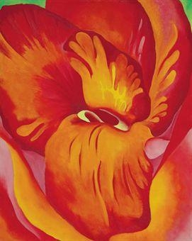 Artwork by Georgia O'Keeffe, Canna Red and Orange, Made of oil on canvas