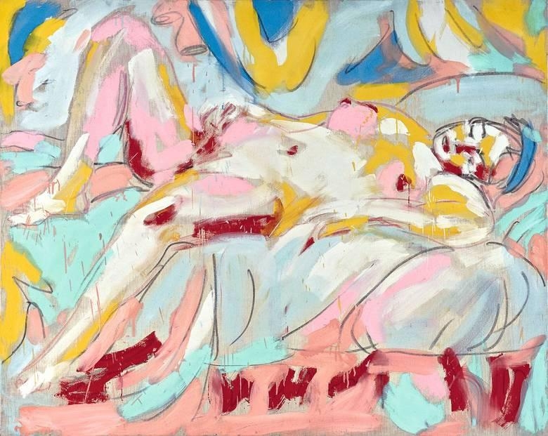LIEGENDER AKT (A PLUMP PINK NUDE) by Luciano Castelli, 1982