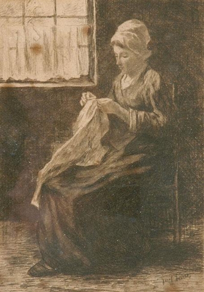 Jozef Israëls | Woman Knitting | MutualArt