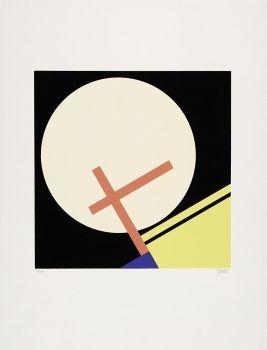 Helle Scheibe und Rotes Kreuz by Walter Dexel, 1969