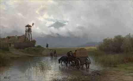Artwork by Lev Felixovich Lagorio, Crossing the River, Made of Oil on canvas