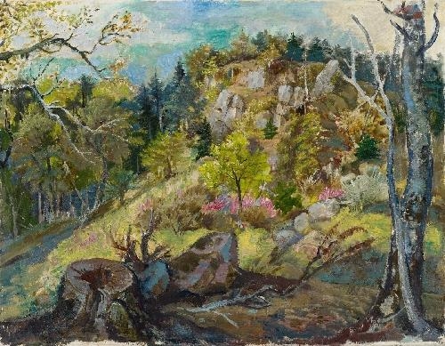 Artwork by Otto Dix, STEINBRUCH IN DEN VOGESEN (QUARRY IN THE VOSGES MOUNTAINS), Made of Oil on canvas
