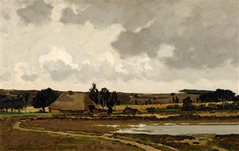 Landscape with farm by a fen - Dirk Wiggers